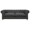Gray Linen Sofa With Nailheads