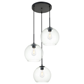 Baxter 3 Light Pendant in Black And Clear