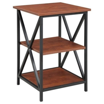 Pemberly Row 3-Tier Transitional Wood/Metal End Table in Cherry