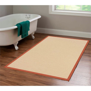 Linon Empire Machine Tufted Wool 4'x6' Rug in Natural and Burnt Orange