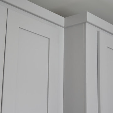 Freestanding 4-door Shaker Wardrobe and Shoe Cupboard Painted Grey