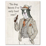 DDCG - In Dog Beers I've Only Had One Canvas Wall Art, 16"x20" - Who's Counting? Add a little humor to your walls with the In Dog Beers I've Only Had One Canvas Wall. This premium gallery wrapped canvas features a dapper French bulldog with text that reads "In dog beers I've only had one". The wall art is printed on professional grade tightly woven canvas with a durable construction, finished backing, and is built ready to hang. The result is a funny piece of wall art that is perfect for your bar, kitchen, gallery wall or above your bar cart. This piece makes a great gift for any dog lover or beer drinker.