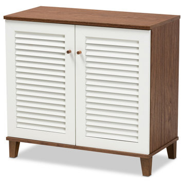 Websterson 4-Shelf Shoe Storage Cabinet, White-Walnut