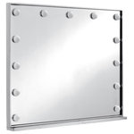 Meridian Furniture - Hollywood Mirror, Chrome Stainless Steel Frame - Feel like an aspiring starlet when you get ready in front of this Hollywood mirror. This pretty mirror features a chrome stainless steel frame outfitted with lights that frame its perimeter, adding the look and feel of a VIP's dressing room to your bathroom. The chrome accents are glamorous and chic, adding to the mirror's beautiful demeanor. Hang it over your dressing table or vanity, or use it as a bathroom mirror.