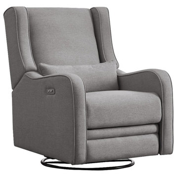 Westwood Design Elsa Fabric Power Swivel Glider and Recliner in Harbor Gray