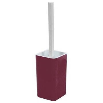 Contemporary Square Toilet Brush Holder, Ruby Red
