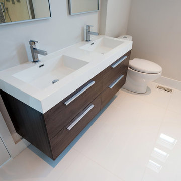 55" Wall Mounted Bathroom Vanity in Grey Oak