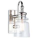 Artcraft Lighting - Castara 1 Light Wall Light, Polished Nickel AC11591PN - From the Lighting Pulse design firm, the "Castara" collection bathroom vanity features a classic transitional clean design with clear glassware and a polished nickel frame. (also available with a black frame)