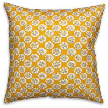Guardian Angel Pattern, Yellow Throw Pillow Cover, 20"x20"