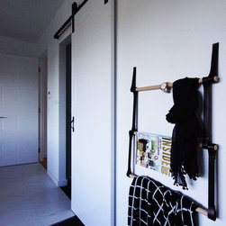 Leather Ladder- Black Ladder Timber Rungs - Furniture