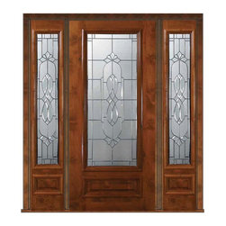 Prehung Sidelites Door 80 Wood Alder Kensington 3/4 Lite Glass - Front Doors