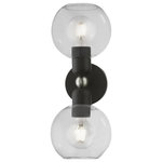 Livex Lighting - Downtown 2 Light Black With Brushed Nickel Accents Sphere Vanity Sconce - Bring a refined lighting style to your bath area with this downtown collection two light vanity sconce. Shown in a black finish with brushed nickel finish accent and clear sphere glass.