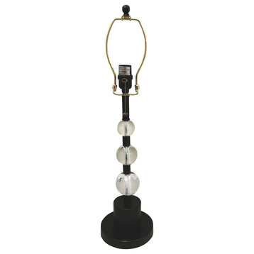 Lamp Base with Crystal Ball Accents, Matching Harp & Finial, Oil Rub Bronze