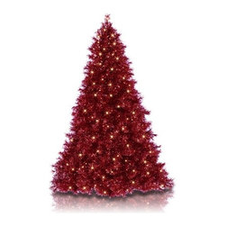 Ruby Red Tinsel Christmas Tree - Holiday Decorations