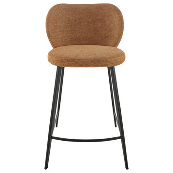 Markus Counter Stool, Rust Fabric With Black Legs Set of 1