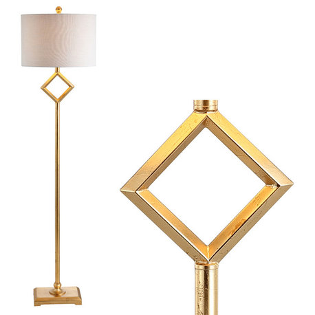 Juno Metal LED Floor Lamp, Gold Leaf, 62.5"