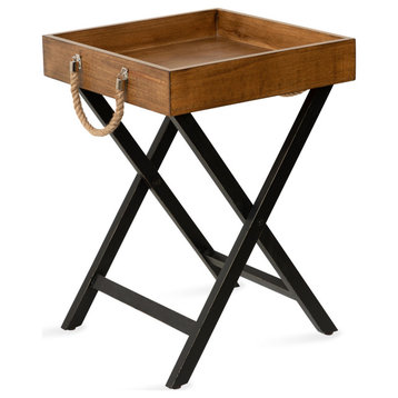 Bayville Wooden Tray Table, Brown 17x17x24