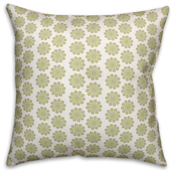 Tan Floral Pattern Outdoor Throw Pillow, 16"x16"