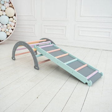 Climbing Pikler Ramp Small size Gray and Pastel