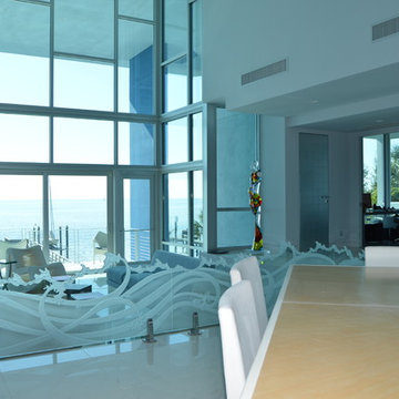 Waterfront Carved Waves Room Divider