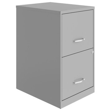 Space Solutions 18in 2 Drawer Metal File Cabinet Arctic Silver