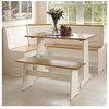 Riverbay Furniture Wood Indoor 3 Piece Kitchen Corner Nook Dining Set in White