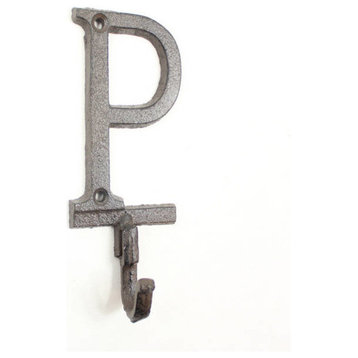 Cast Iron Letter P Alphabet Wall Hook 6''