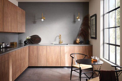Example of a minimalist kitchen design in Cleveland