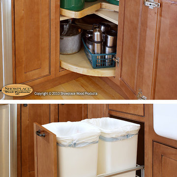 Door style: Pendleton Inset  |  Species: Maple  |  Finish: Nutmeg with Walnut