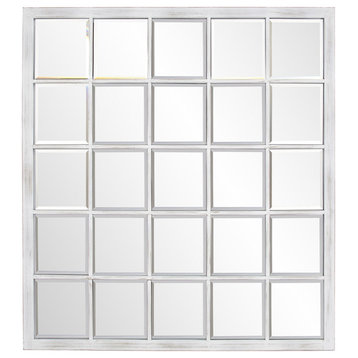 HomeRoots Rectangular White Finish Metal Tile Frame Mirror