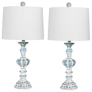 Fangio Lighting Set of 2 26.5" Candlestick Table Lamps, Blue