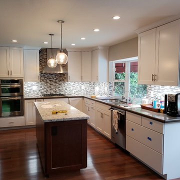 kitchen remodel with load bearing wall removal  and flooring install