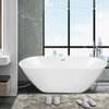 56-inx 28-in Freestanding Soaking Acrylic Bathtub,White