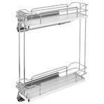 Rev-A-Shelf - Two-Tier Sold Surface Pull Out Organizers With Soft Close, Gray, 5" - Bring the elegance with this chic design into your home with the Rev-A-Shelf 5322 Series designed for faceframe cabinets. This Two-Tier Base Organizer combines clean lines, modern accents, and your choice of luxurious grey or maple shelving surfaces to create a striking piece of organizational technology. Features patented door mount brackets, Blum soft-close slides system and heavy duty construction.