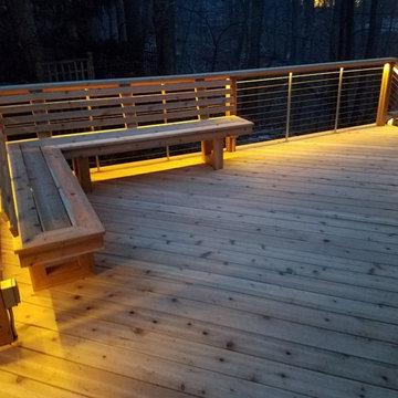 Highland Park, Illinois. Cedar Re-deck With Feeney Cable Rail & Rope Lighting