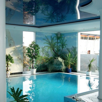 Stretch Ceiling Oasis Reflection over Indoor Pool