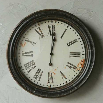 Large Distressed Round Wall Clock