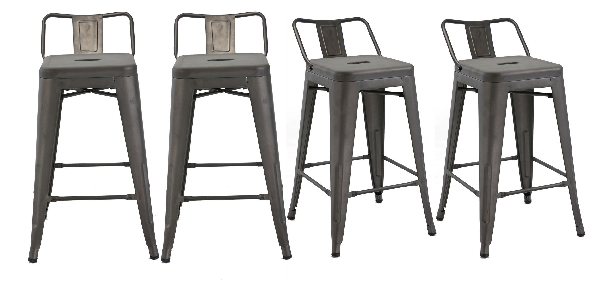 Industrial 30" Rustic Distressed Kitchen Indoor Outdoor Low Back Metal ...