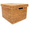Artifacts Rattan Storage Box With Lid, Letter File, Honey Brown