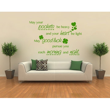 Good Luck Irish, Wall Decal Quote, Light Pink, 31"x20"