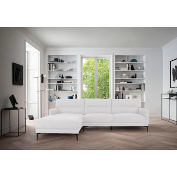 Sonni Modern White Fabric Left Facing Sectional Sofa