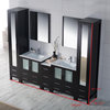 Sydney 102" Vanity Set With Mirror Linen Cabinet, Espresso No Mirror
