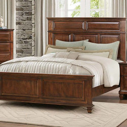 HOMELEGANCE 1870-1 BARDWELL BROWN CHERRY QUEEN PANEL BED - Panel Beds