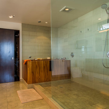 Contemporary Master Bathroom - Japanese Tub & Alcove Shower