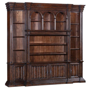 Entertainment Unit Center Cathedral Old World Solid Wood  Dark Rustic