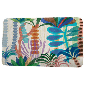 Tropical Resort Tropical Jungle Floral Print Bath Mat, Gold, 17"x24"