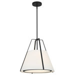 Crystorama - Fulton Three Light Pendant, Black - The Fulton has a timeless style that adds uncomplicated beauty to any space. The double white silk shade with the inside shade trimmed with a sleek metal ring holding the glass diffuser gives the light a clean tailored versatile appeal.