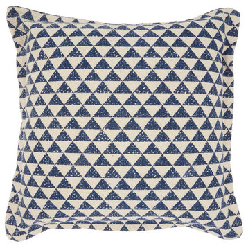 Nourison Life Styles Printed Triangles Indigo Throw Pillow