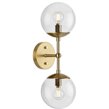 Atwell Collection Two-Light Brushed Bronze Mid-Century Modern Wall Sconce