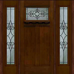 Prehung Side lights Door 80 Fiberglass Salento Craftsman GBG Glass - Front Doors